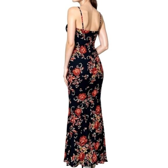 NEW REFORMATION Women's Parma Maxi Dress Admire Black/Red - Picture 4 of 14